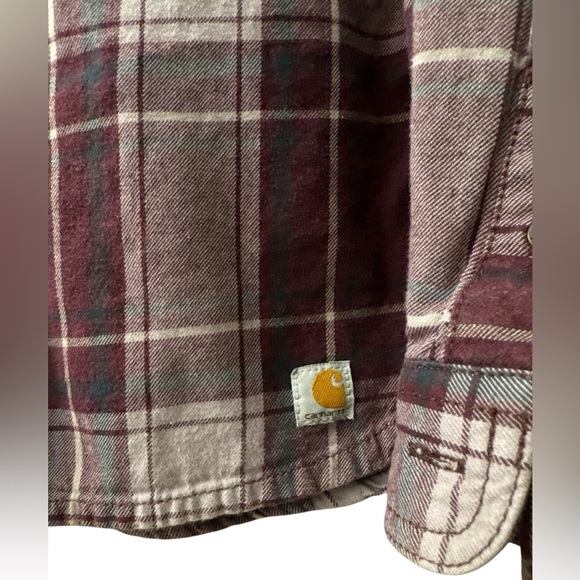EUC Carhartt Hooded Flannel- Size Small - Picture 6 of 6
